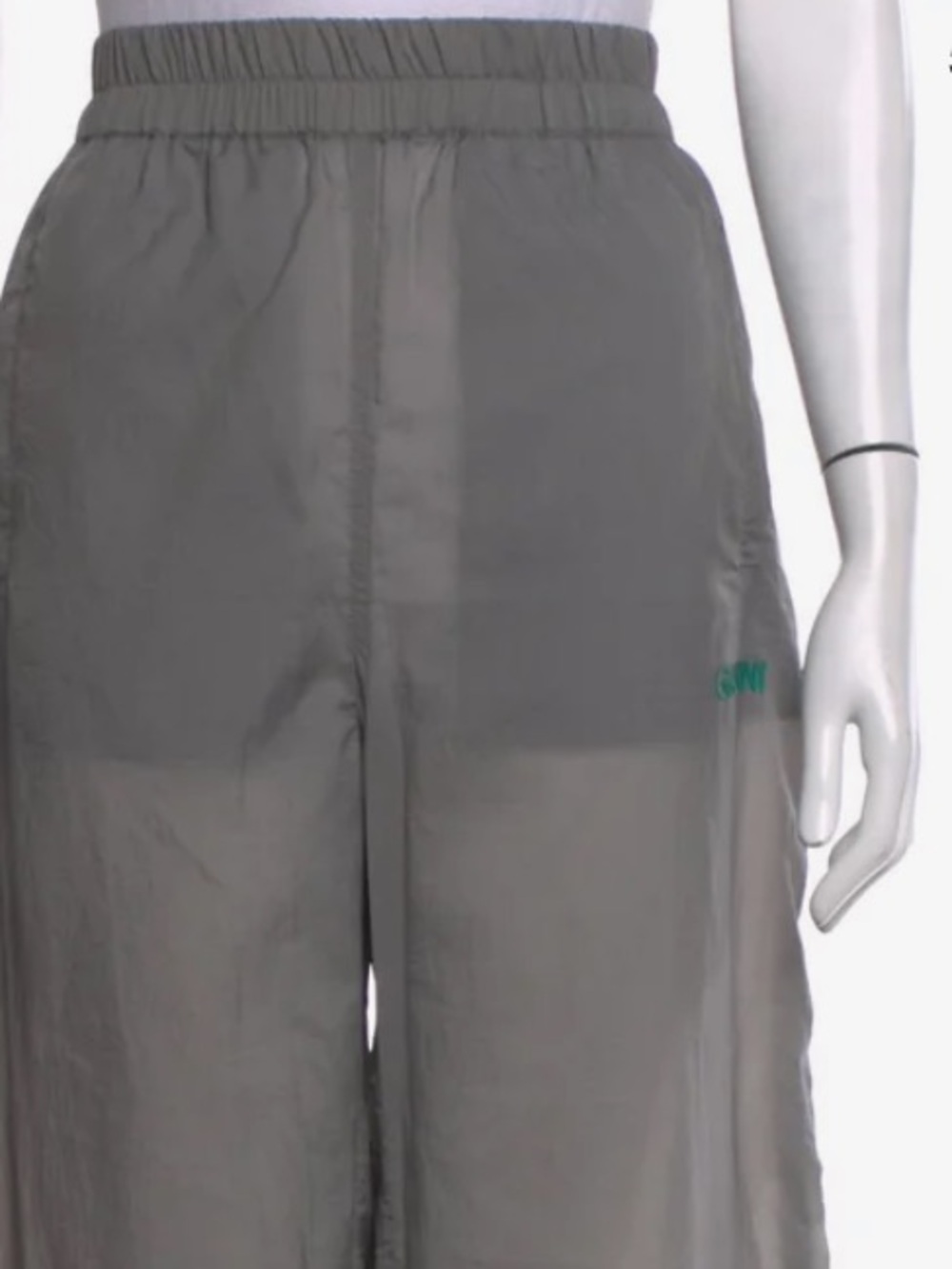 Ganni Wide-Leg Pants in Light Grey